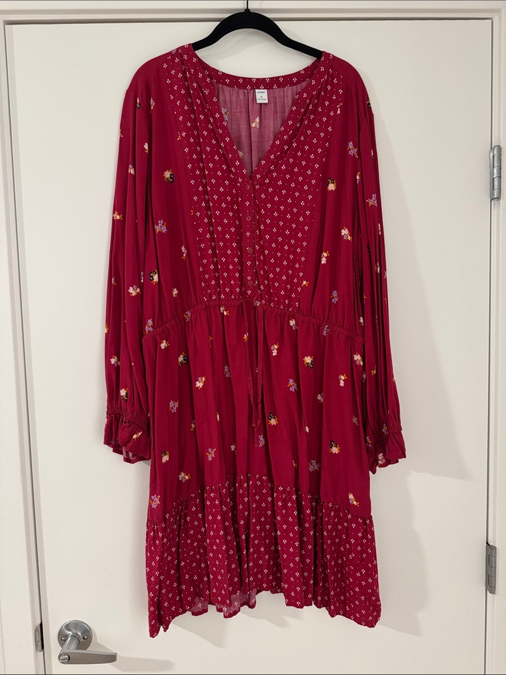 Old Navy Floral Tiered Long Sleeve Tunic Dress - Berry